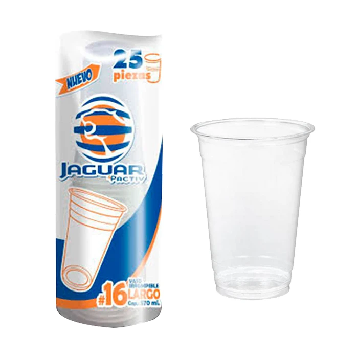 VASO PLASTICO "JAGUAR" 16 ( LARGO )